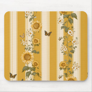 Golden Sunflower Monarch Butterfly Country Mouse Mat