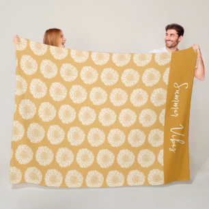 Golden Sunflower Pattern – Seamless Floral Design Fleece Blanket