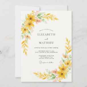 Golden Sunflower Sage Wedding Invitation