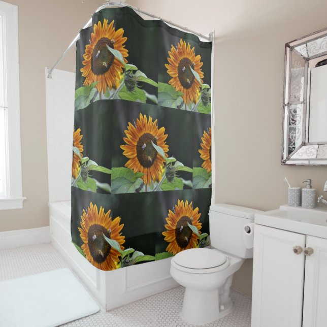 Golden Sunflower Shower Curtain (In Situ)