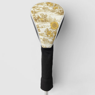 Golden Sunflower Summer Cottage Pattern Golf Head Cover