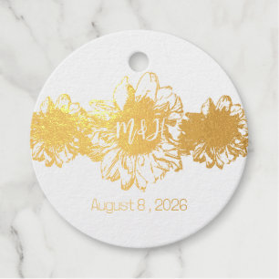 Golden Sunflower trio - personalised wedding Favour Tags