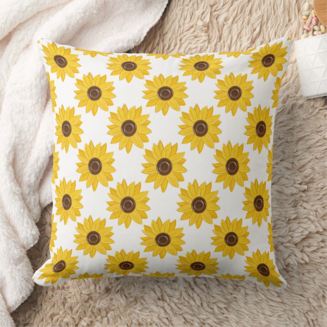 Golden Sunflowers Grid Pattern Cushion (Blanket)