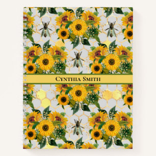 Golden Sunflowers Honeycomb and Royal Bee Notebook