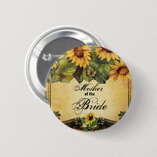 Golden Sunflowers Mother of the Bride Button