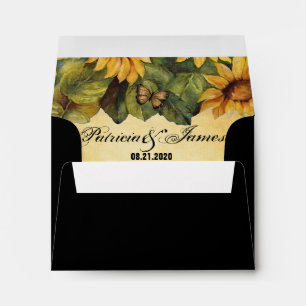 Golden Sunflowers Wedding Note Card Envelopes