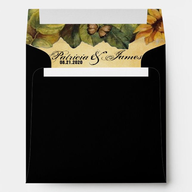Golden Sunflowers Wedding Square Envelopes (Back (Bottom))