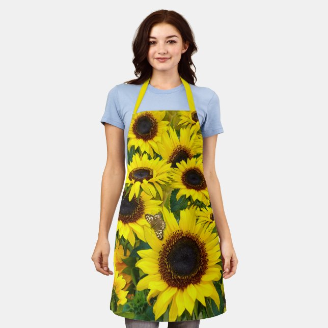 Golden Sunny Sunflowers Apron (Worn)