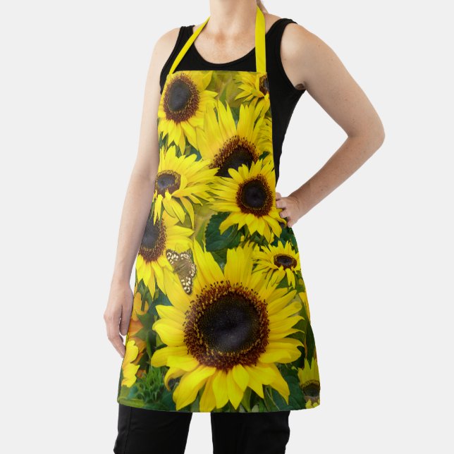 Golden Sunny Sunflowers Apron (Insitu)