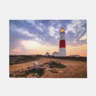 Golden Sunrise At Portland Bill Lighthouse Doormat
