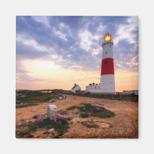 Golden Sunrise At Portland Bill Lighthouse Magnet