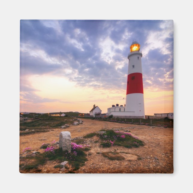 Golden Sunrise At Portland Bill Lighthouse Magnet (Front)