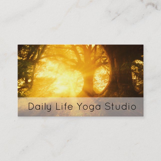 Golden Sunrise Morning Through Forest Business Card (Front)