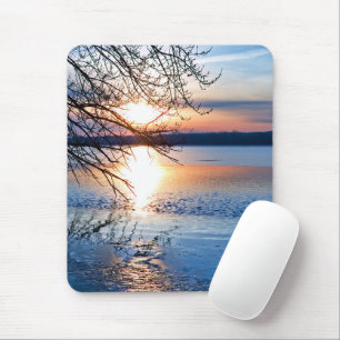 Golden Sunrise Over Lake Mouse Mat