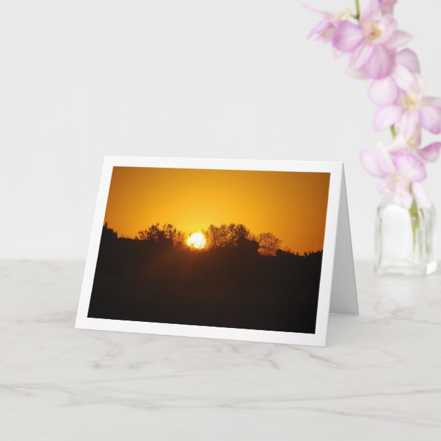 Golden Sunrise Silhouette Landscape Card (Orchid)