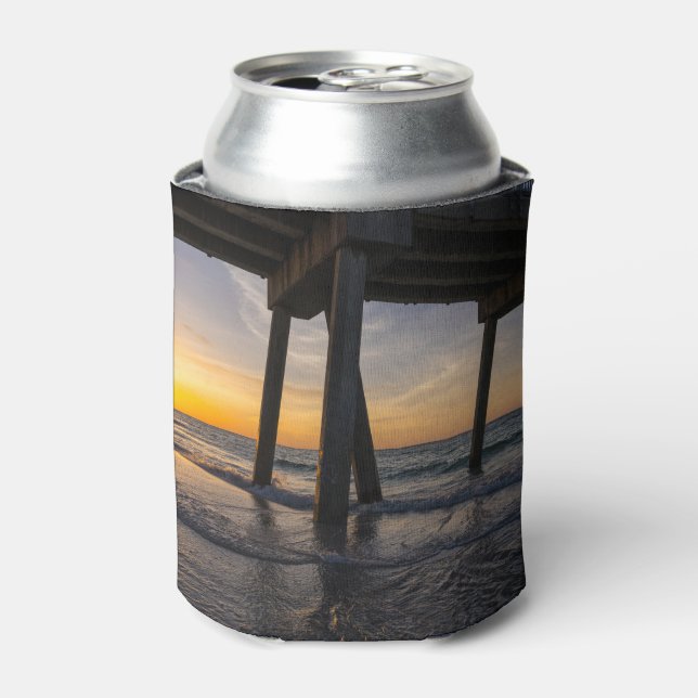 Golden Sunrise Under Pensacola Pier Can Cooler (Can Front)