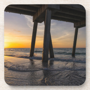 Golden Sunrise Under Pensacola Pier Coaster Set