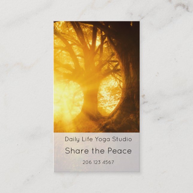 Golden Sunrise Yoga Meditation Referral Business Card (Front)
