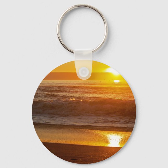 Golden Sunset at Horsfall Beach Key Ring (Front)