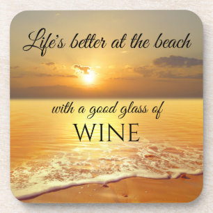 Golden Sunset Beach Wine Coasters