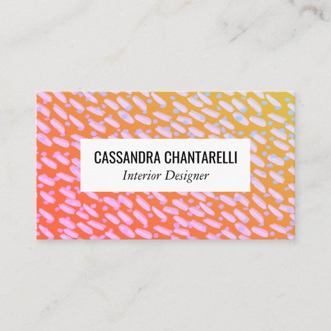 Golden sunset dots and dashes paint swatches business card (Front)