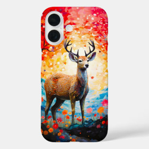 Golden Sunset Floral Fall Forest Deer iPhone 16 Case
