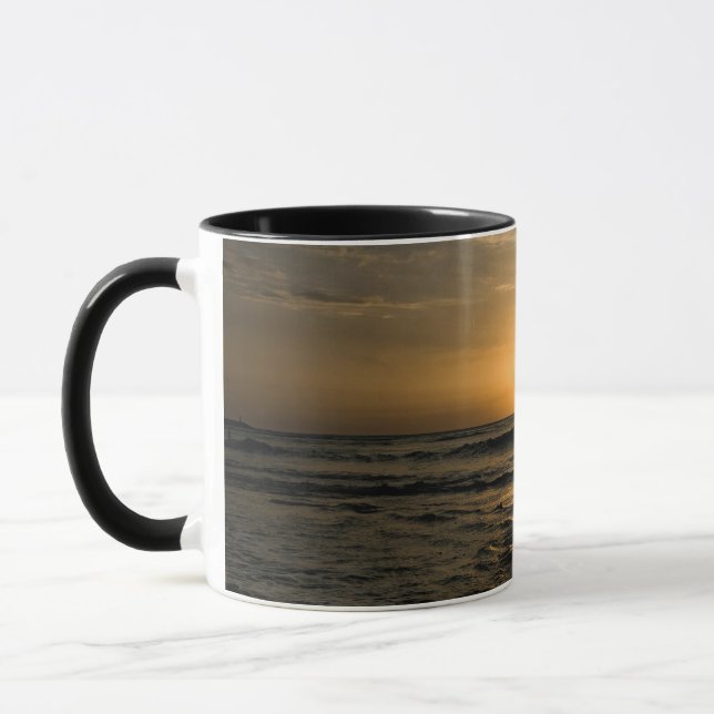 Golden Sunset Horizon Ceramic Mug - Two-Tone Black (Left)