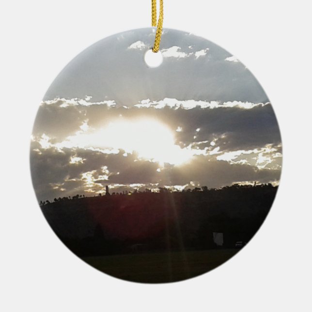 Golden Sunset Horizon Ceramic Tree Decoration (Front)