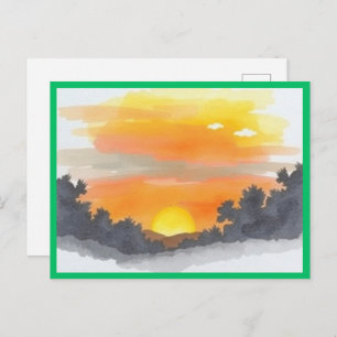 Golden Sunset Horizon Scenic Postcard
