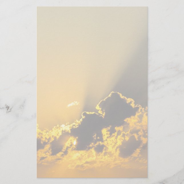 Golden Sunset Illuminating a Cloud Stationery (Front)