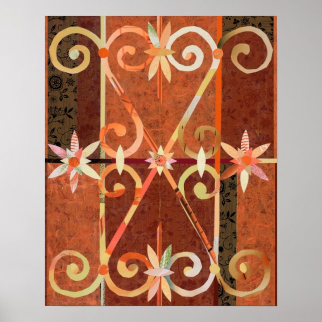 Golden Sunset in CHEFCHAOUEN Paper Collage Poster (Front)