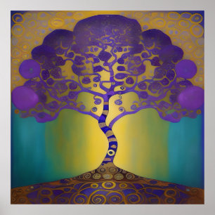 Golden sunset Klimt style Poster
