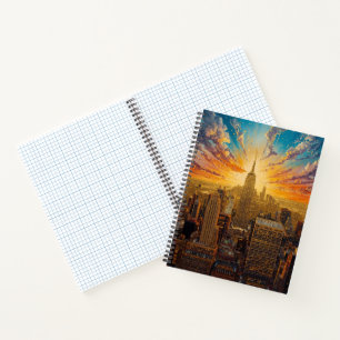 Golden Sunset Over New York City Skyline Notebook
