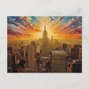 Golden Sunset Over New York City Skyline Postcard