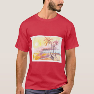 Golden Sunset Over Palms and Sea at Dauphin Island T-Shirt