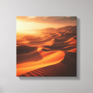Golden Sunset Over Peaceful Rolling Desert Sand Canvas Print