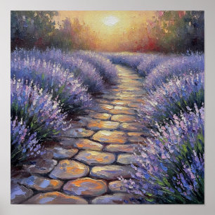 Golden Sunset Over Radiant Lavender Poster