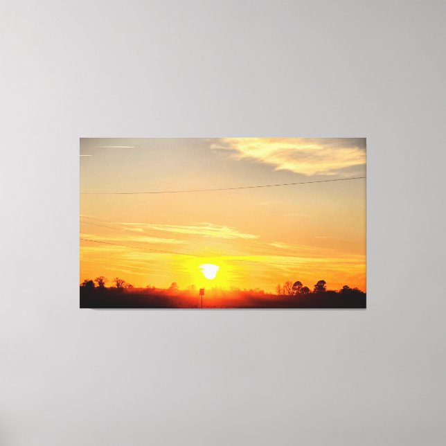 Golden Sunset Over Silhouetted Trees Canvas Print (Front)