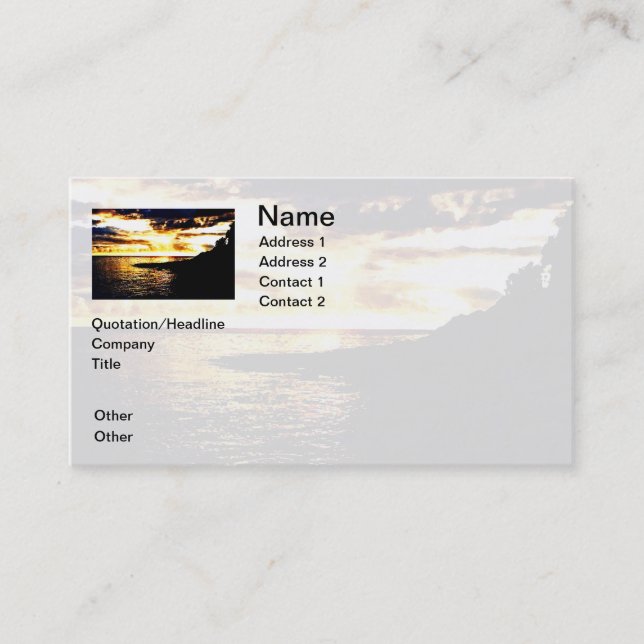 Golden Sunset Over the Water in Dominica Business Card (Front)