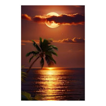Golden Sunset Paradise | Tropical Beach WallPoster