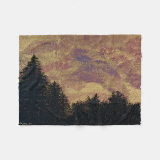 "Golden Sunset Pines" Artwork Throw by All Joy Art Fleece Blanket