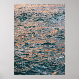 Golden Sunset Reflection on Ocean Waves - Tranquil Poster