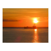 Golden Sunset Ship Silhouette Cozumel