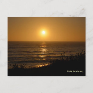 Golden Sunset V Blue Beach Song™ Postcard
