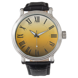 Golden sunset wall clock watch