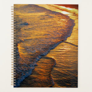 Golden Sunset Waves Notebook   Beach Journal Planner