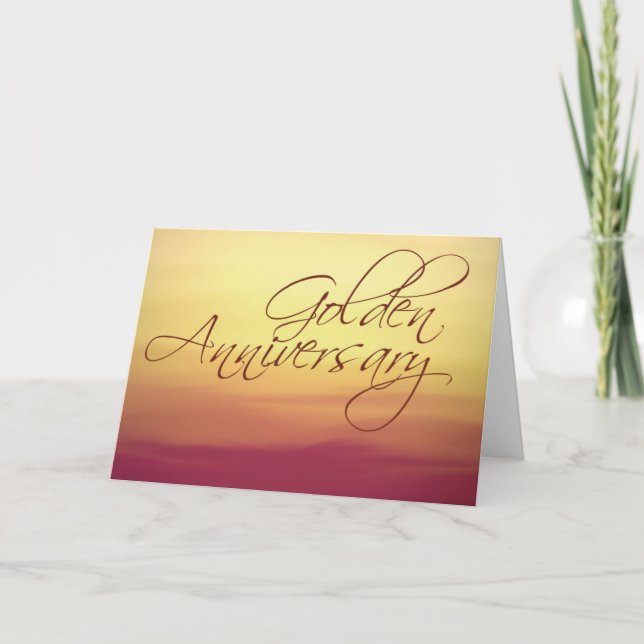 Golden Sunset  Wedding Anniversay Card (Front)