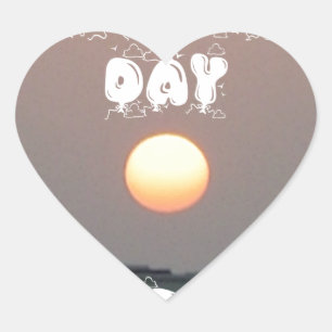 Golden Sunset with Have a Nice Day/Night Wishes Heart Sticker