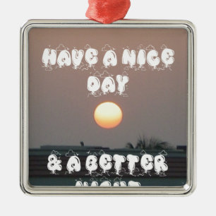 Golden Sunset with Have a Nice Day/Night Wishes Metal Tree Decoration
