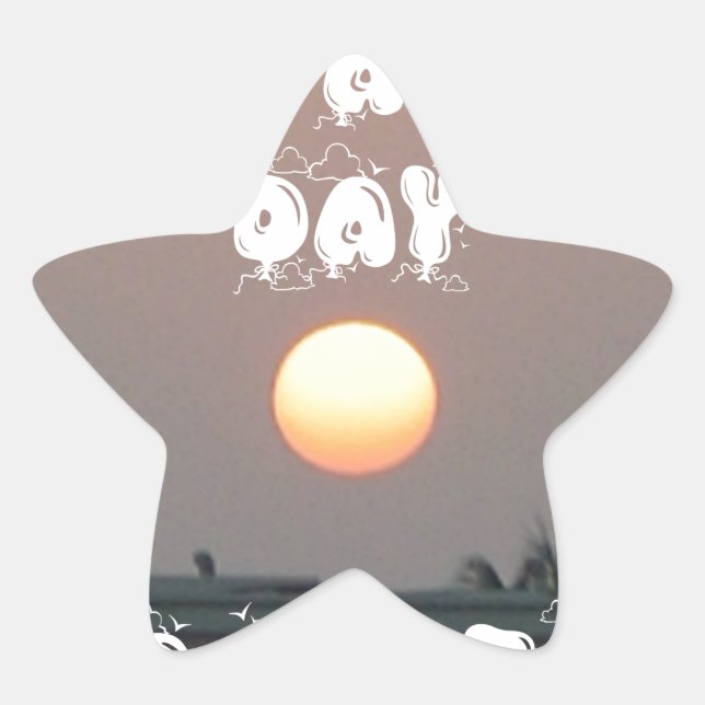 Golden Sunset with Have a Nice Day/Night Wishes Star Sticker (Front)